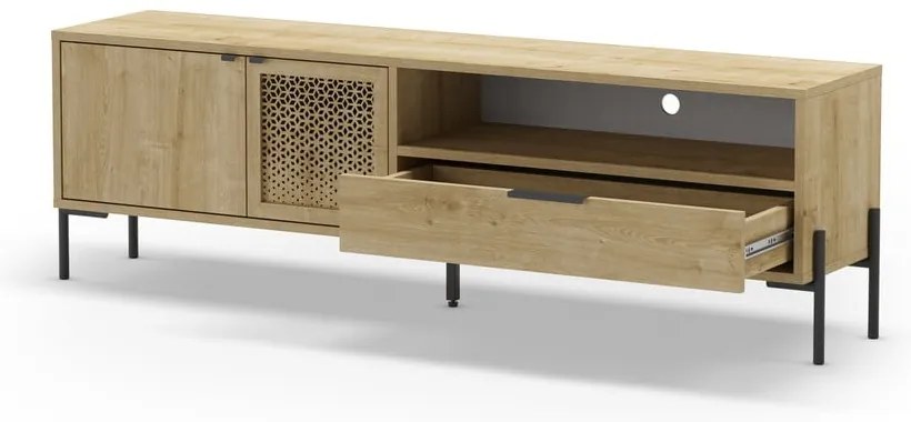 Masă TV în culoare naturală cu aspect de lemn de stejar 160x50 cm Inca – Marckeric