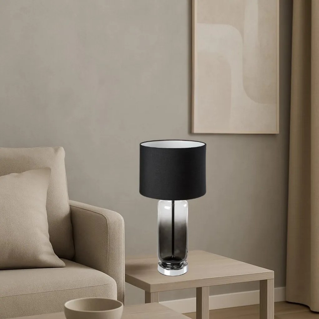 Lampa de masa sticla fumurie abajur gri Rien