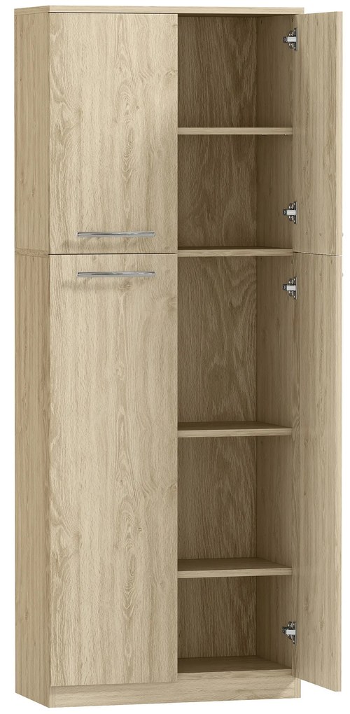 HOMCOM Mobilier de Depozitare cu 2 Dulapuri și Rafturi Reglabile din Lemn Stejar | Aosom Romania