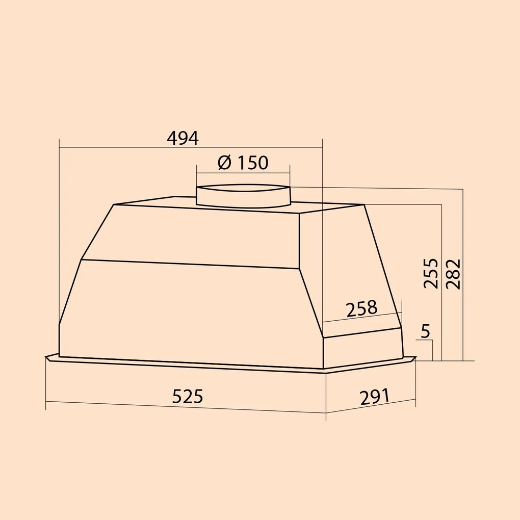 Paolo, hotă, încorporată, 52,5 cm, extracție de aer: 600 m³ / h, LED, negru