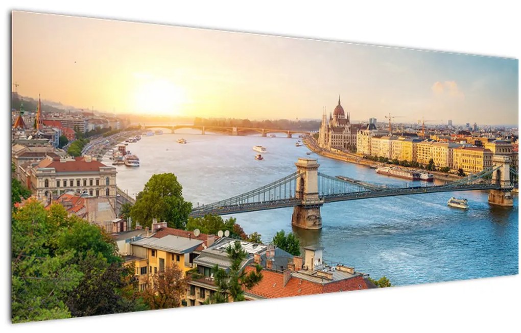 Tablou cu orașul Budapesta și râu (120x50 cm)