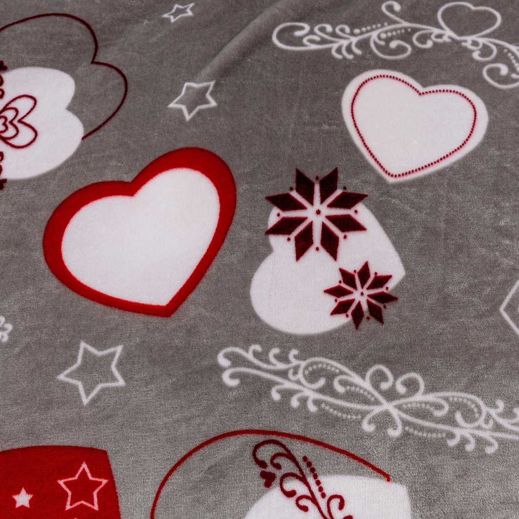 Patura microplus de Craciun CHRISTMAS HEART gri Dimensiune: 150 x 200 cm