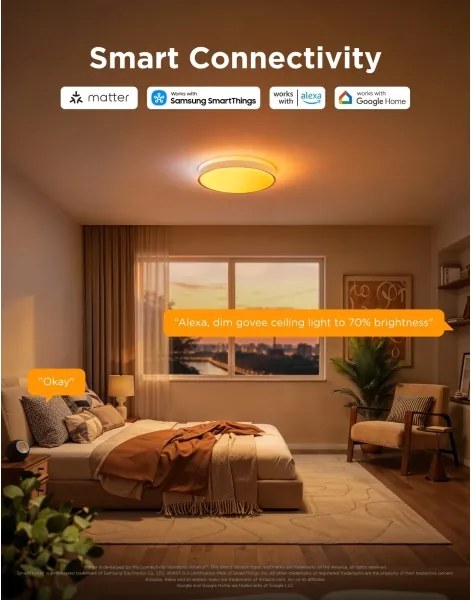Govee - Plafonieră LED RGBICWW reglabilă, 55W, 230V, Ø 46 cm, Matter, Wi-Fi