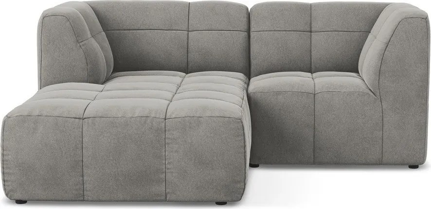 Colțar gri cu tapițerie din catifea (cu colț pe partea stângă/cu șezlong) Aloha – Makamii