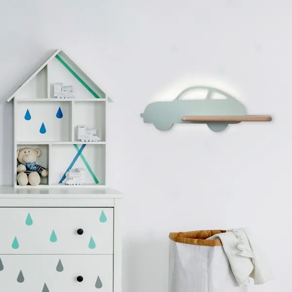 Aplică LED cu raft pentru copii CAR LED/5W/230V verde/lemn