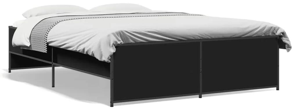 3279897 vidaXL Cadru de pat, negru, 140x190 cm, lemn prelucrat și metal