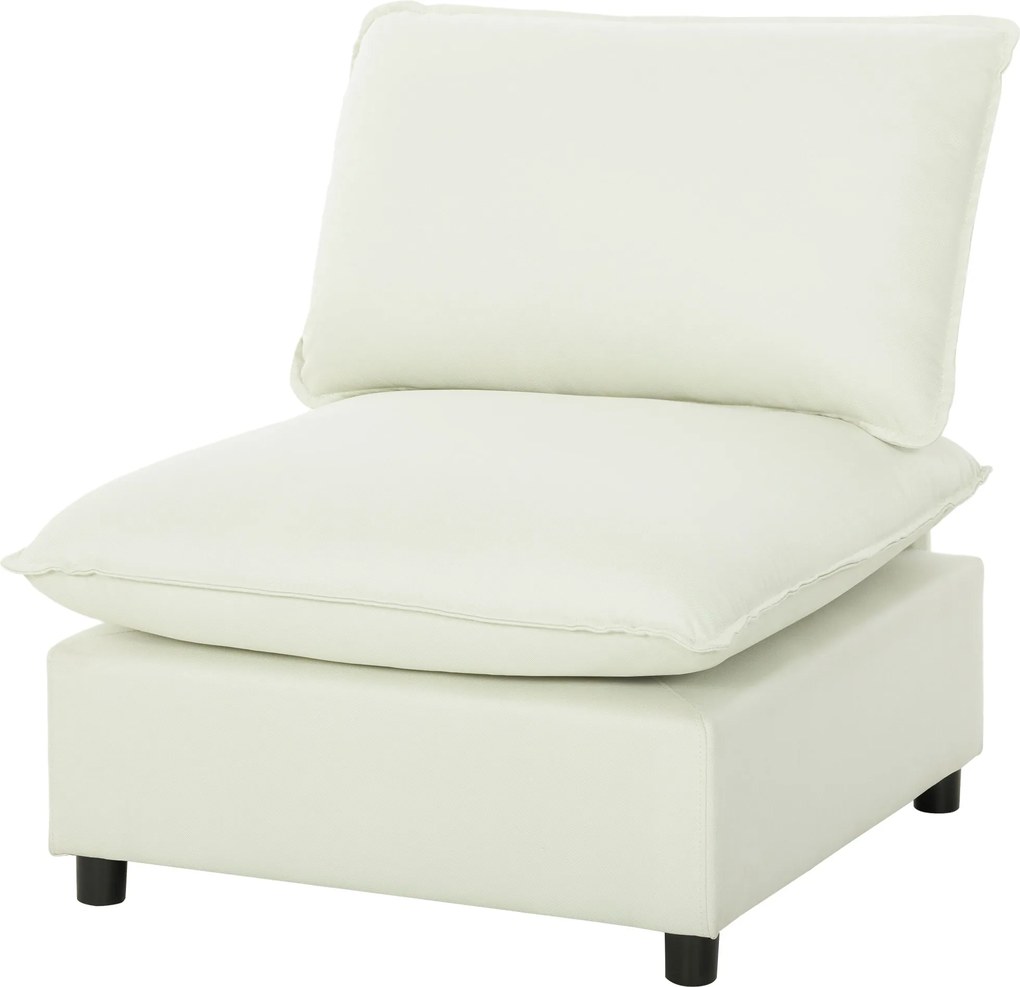 HOMCOM Fotoliu de salon, canapea 1 loc modernă fără brațe cu șezut lat, perne groase, 146x85x78cm, crem | Aosom Romania