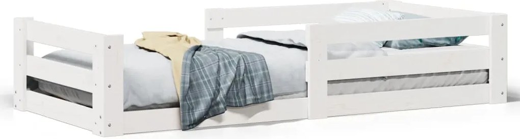 vidaXL Cadru de pat fără saltea alb 80x160 cm lemn masiv de pin