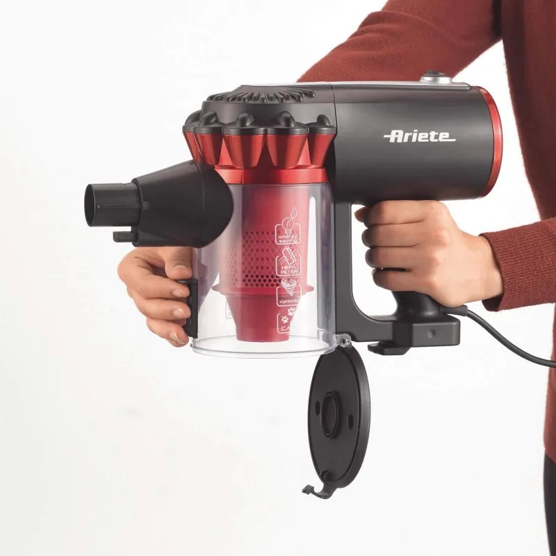 Resigilat: Aspirator vertical Ariete HANDY FORCE 2759, 600W, 0.5 L, Perie motorizata, LED, HEPA, Negru / Rosu