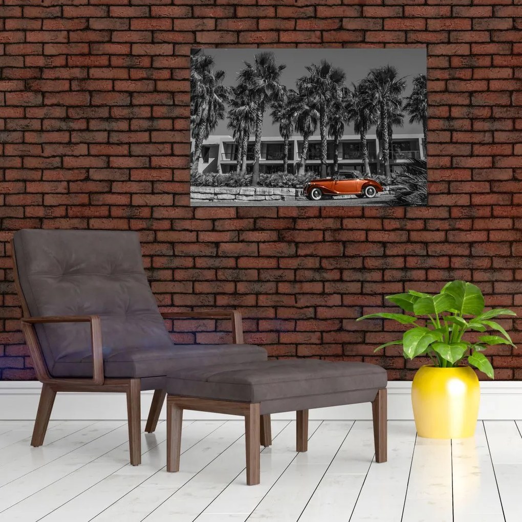 Tablou - Mașină roșie, retro (90x60 cm)