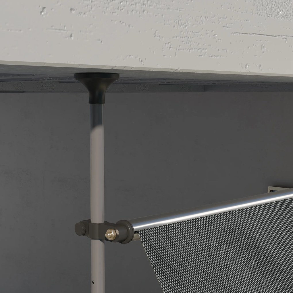 Outsunny Parasol Manual Retractabil pentru Balcon 300x120x210-300 cm cu Manivela Inaltime Ajustabila Impermeabil si Anti-UV Gri Inchis | Aosom Romania