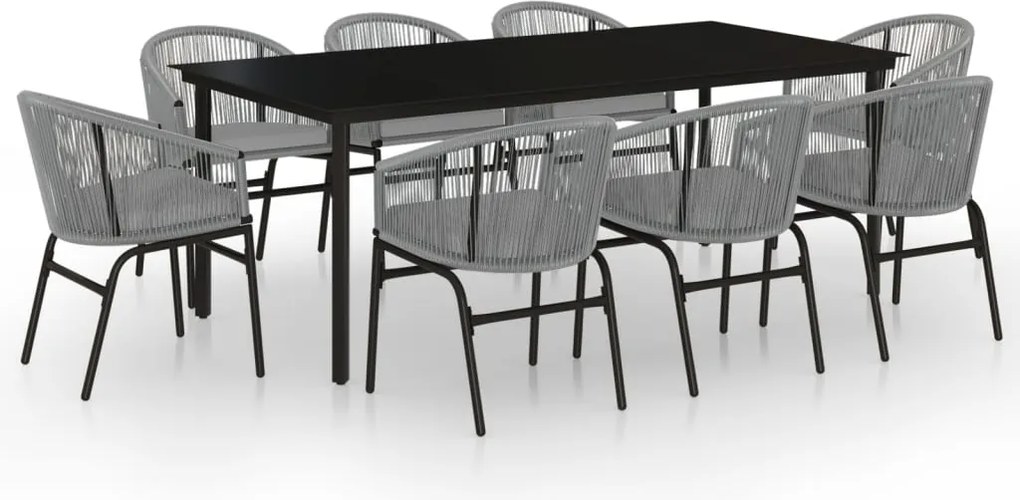 vidaXL Set mobilier de grădină, 9 piese, gri