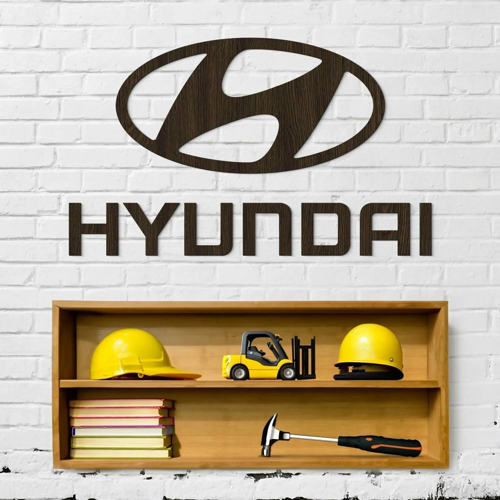 DUBLEZ | Sigla din lemn pentru perete a mașinii - Hyundai