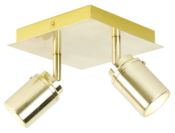 Spotlight modern pentru baie din alamă pătrat cu 2 lumini IP44 - Ducha