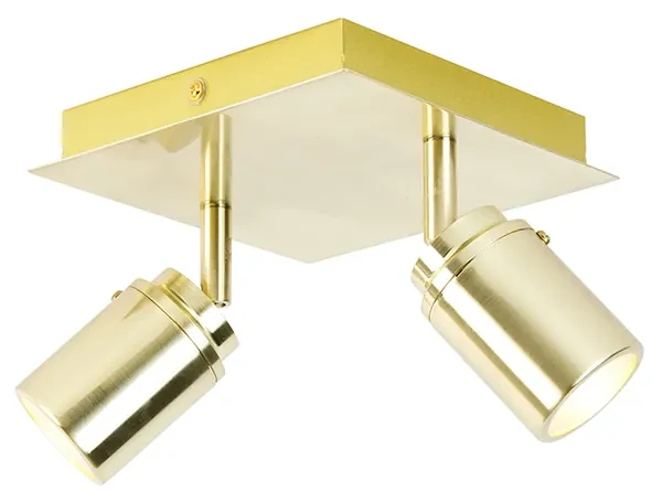 Spotlight modern pentru baie din alamă pătrat cu 2 lumini IP44 - Ducha