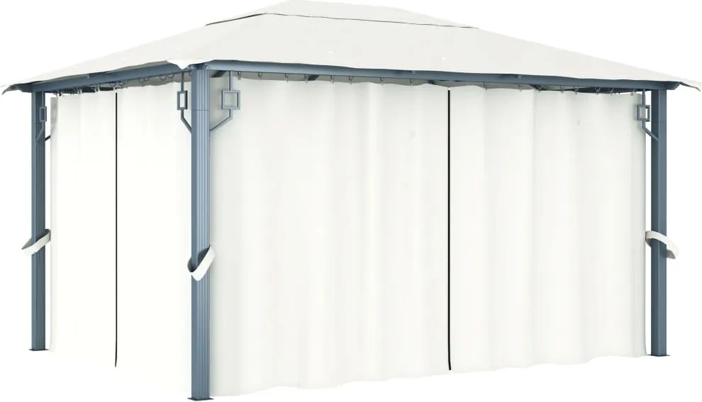 vidaXL Pavilion cu perdele, crem, 400 x 300 cm, aluminiu