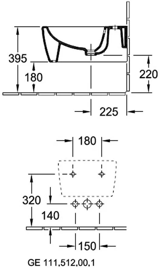 Bideu suspendat 530x370 mm, alb alpin
