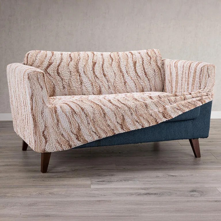 Huse bielastice OCEANO NOU bej 2fotoliu cu manere de lemn (l. 80 -140 cm)
