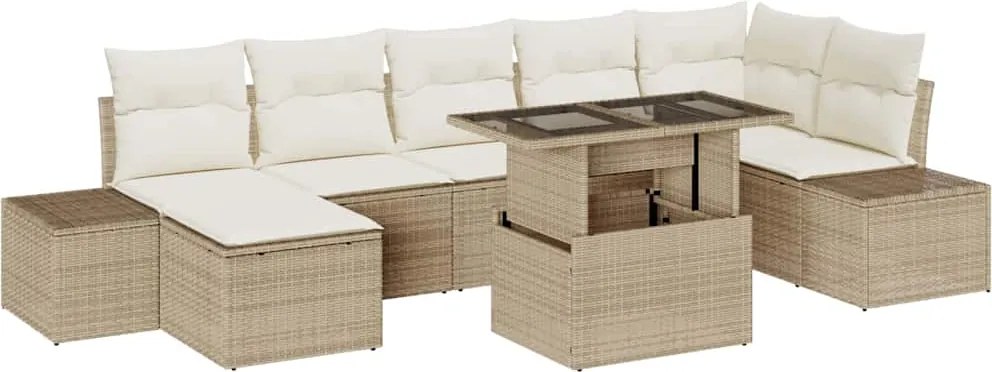 vidaXL Set de canapele pentru grădină cu pernă 8 pcs bej și crem