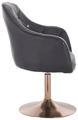 HR830N Scaun Negru de Piele cu Bază Aurie