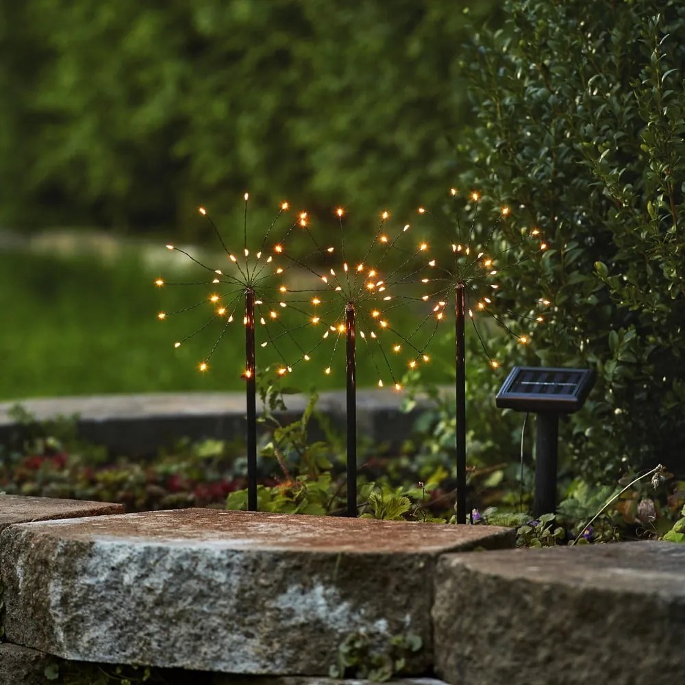 Corpuri de iluminat pentru exterior LED 3 buc. tip țepușă, de sol solare (înălțime 40 cm) Firework – Star Trading