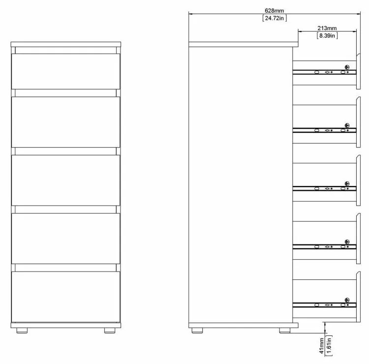 Comodă în culoare naturală înaltă cu aspect de lemn de stejar 40x107 cm Nova – Tvilum