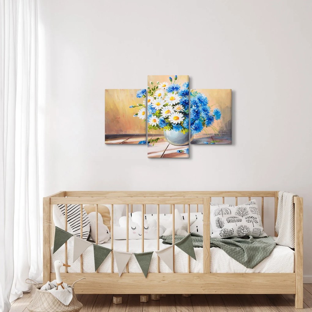 Tablou pictat cu vaza și flori (90x60 cm)