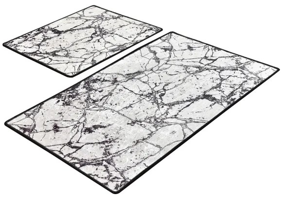 SET 2x covoraș pentru baie MARBLE 60/100 cm alb/negru