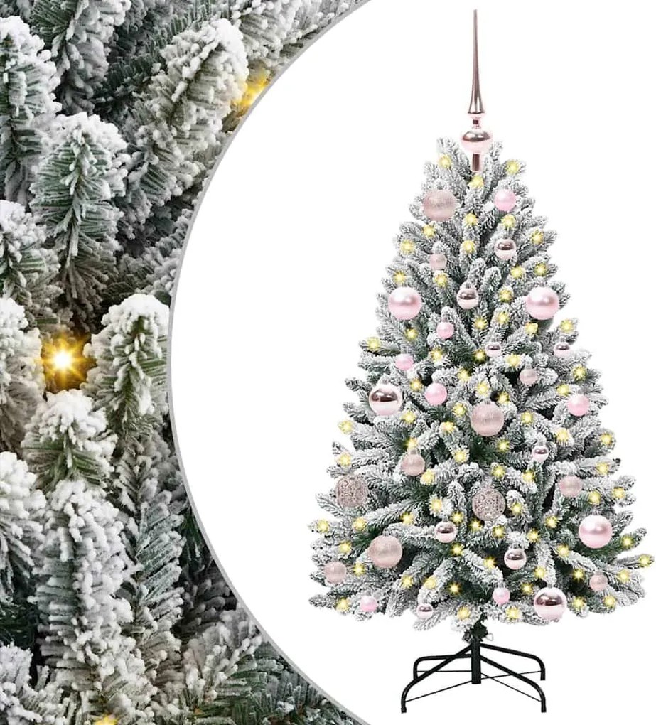 vidaXL Brad de Crăciun artificial Verde și alb 120 cm PVC și Metal