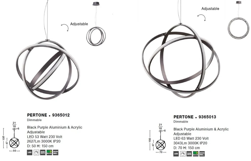 Lustra LED design modern geometric PERTONE 53W NVL-9365012