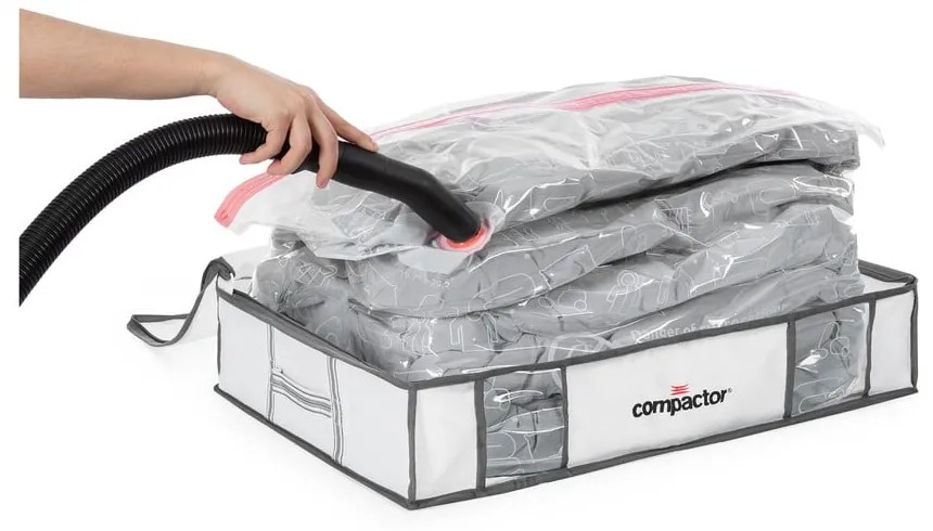Cutii de depozitare pentru haine 3 buc. din material textil cu vacuum/cu pereți întăriți 45x65x15,5 cm Life – Compactor