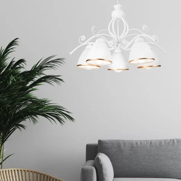 Lustră pe lanț RETRO II 5xE27/60W/230V alb