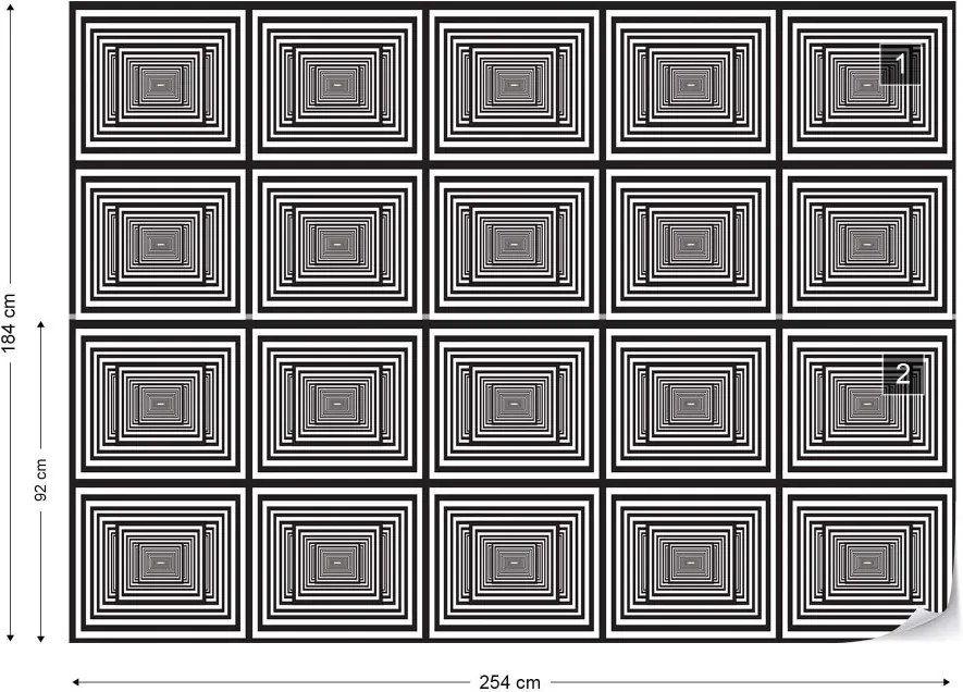 GLIX Fototapet - Black And White Geometric Design Vliesová tapeta  - 254x184 cm