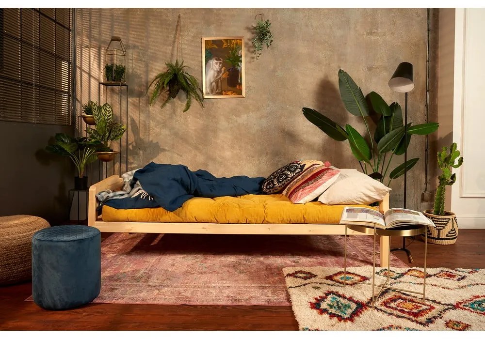 Canapea variabilă cu tapițerie din catifea reiată Karup Design Grab Raw/Natural