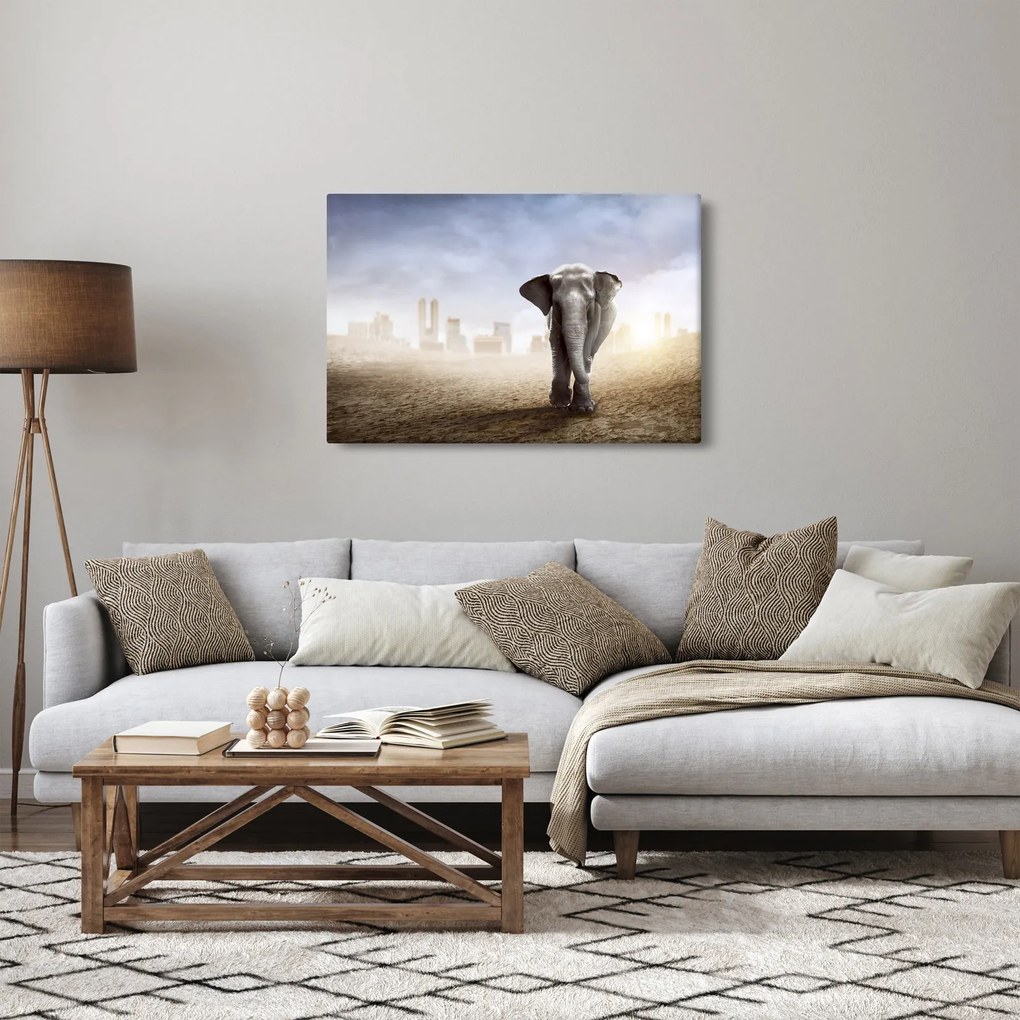Tablou - Elefanți în oraș (90x60 cm)