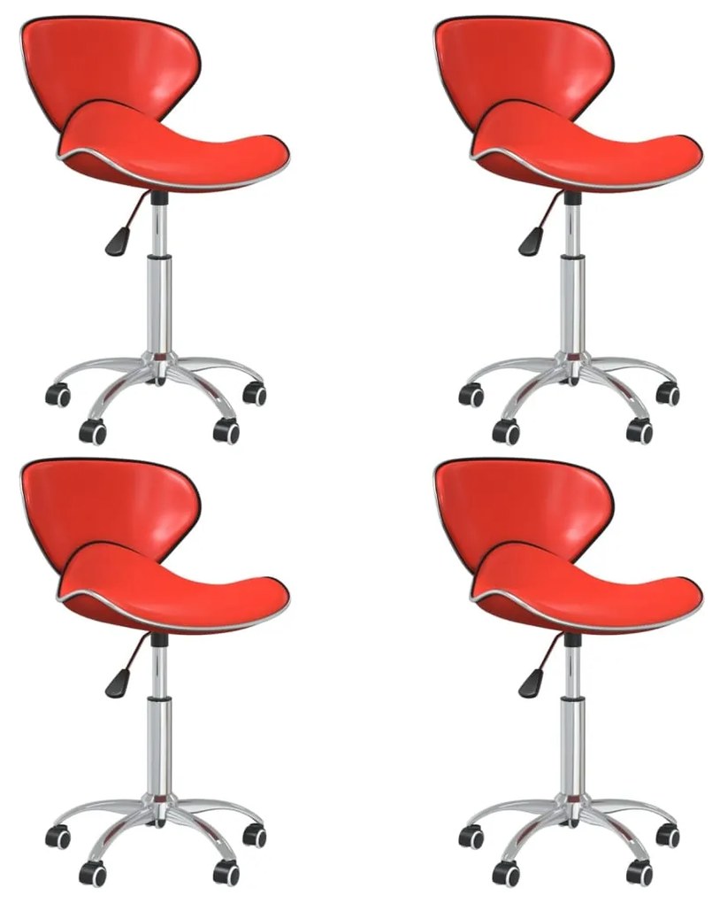 3088607 vidaXL Scaune de bucătărie pivotante, 4 buc., roșu, piele ecologică