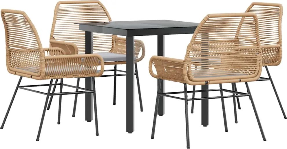 vidaXL Set mobilier de grădină cu perne 5 piese maro sticlă polirattan
