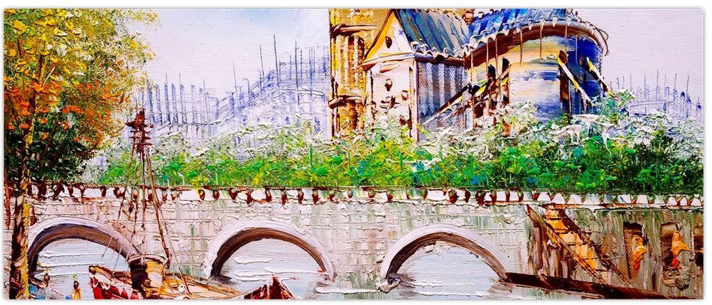 Tablou - Pictură în ulei a orașului (120x50 cm)