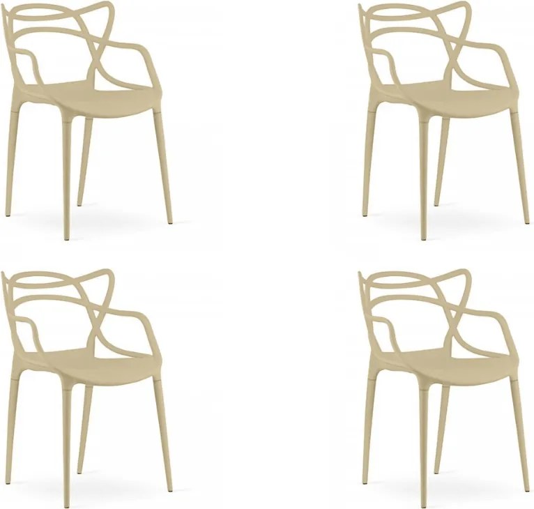 Set 4 scaune din plastic KATO, bej