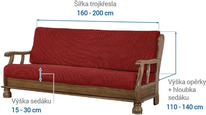 Nueva Textura Huse care se întind foarte bine NIAGARA cărămizii 3fotoliu cu manere de lemn (l. 160 - 200 cm)