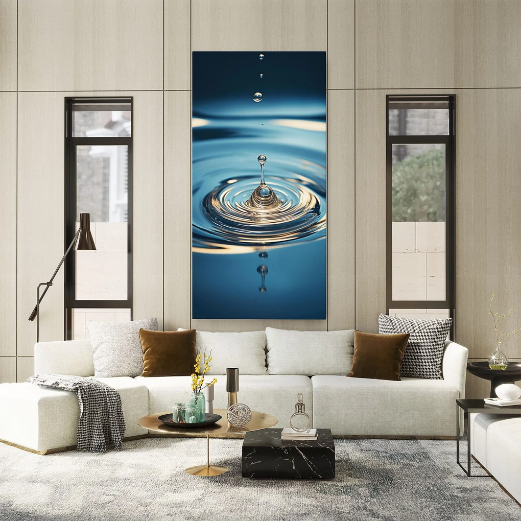 Tablou Canvas, 60x120cm, Dormitor si Living, Feng Shui, Apa, Cream Water Drop