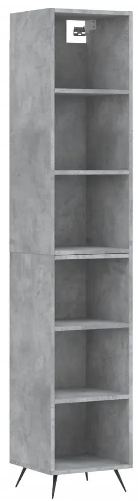 3189801 vidaXL Dulap înalt, gri beton, 34,5x32,5x180 cm, lemn prelucrat
