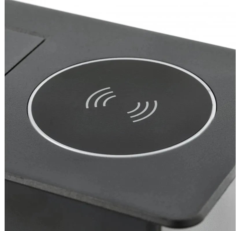 Priza incastrabila model AVARO PLUS, 1 iesiri Schuko, 1xInductie 5W, 1xUSB-A, 1xUSB-C, finisaj negru