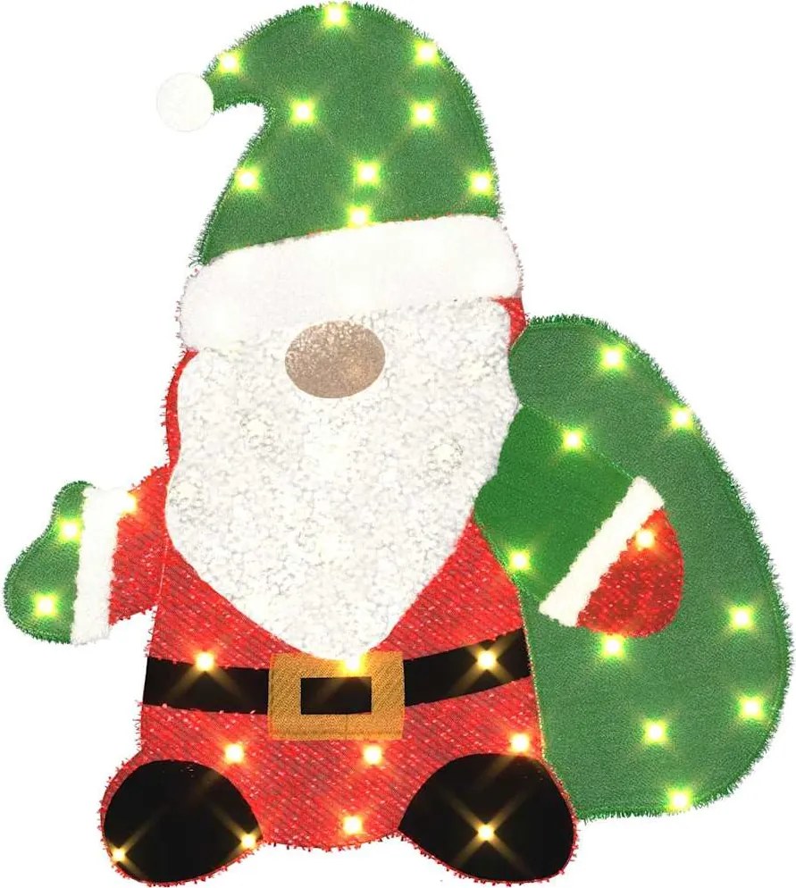 vidaXL Moș Crăciun Iluminat Alb cald 70 x 62 cm Material din Sclipici
