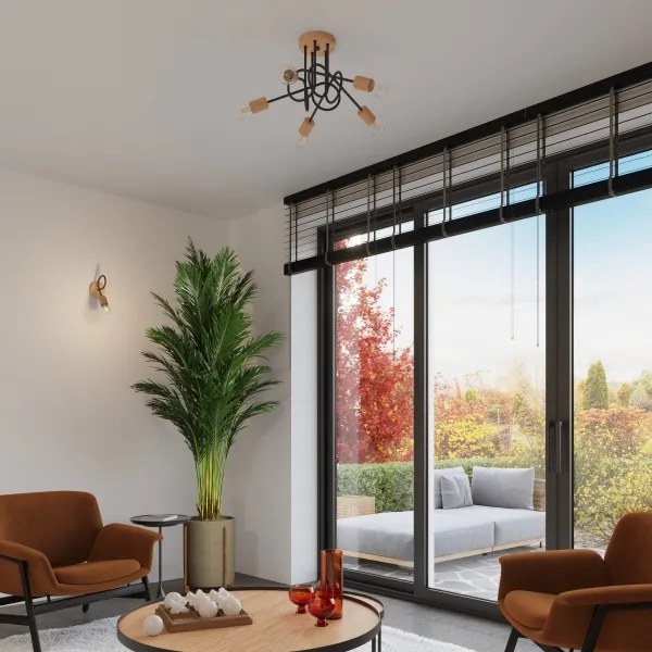 Lampă de perete Sollux SL.1476 EMBER 1xE27/15W/230V negru/bej/fag