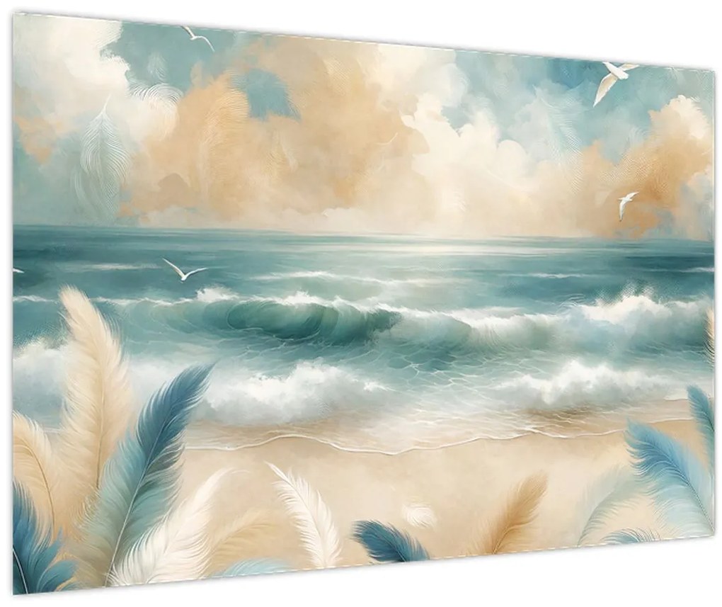 Tablou – Plajă pictată în culori delicate (90x60 cm)