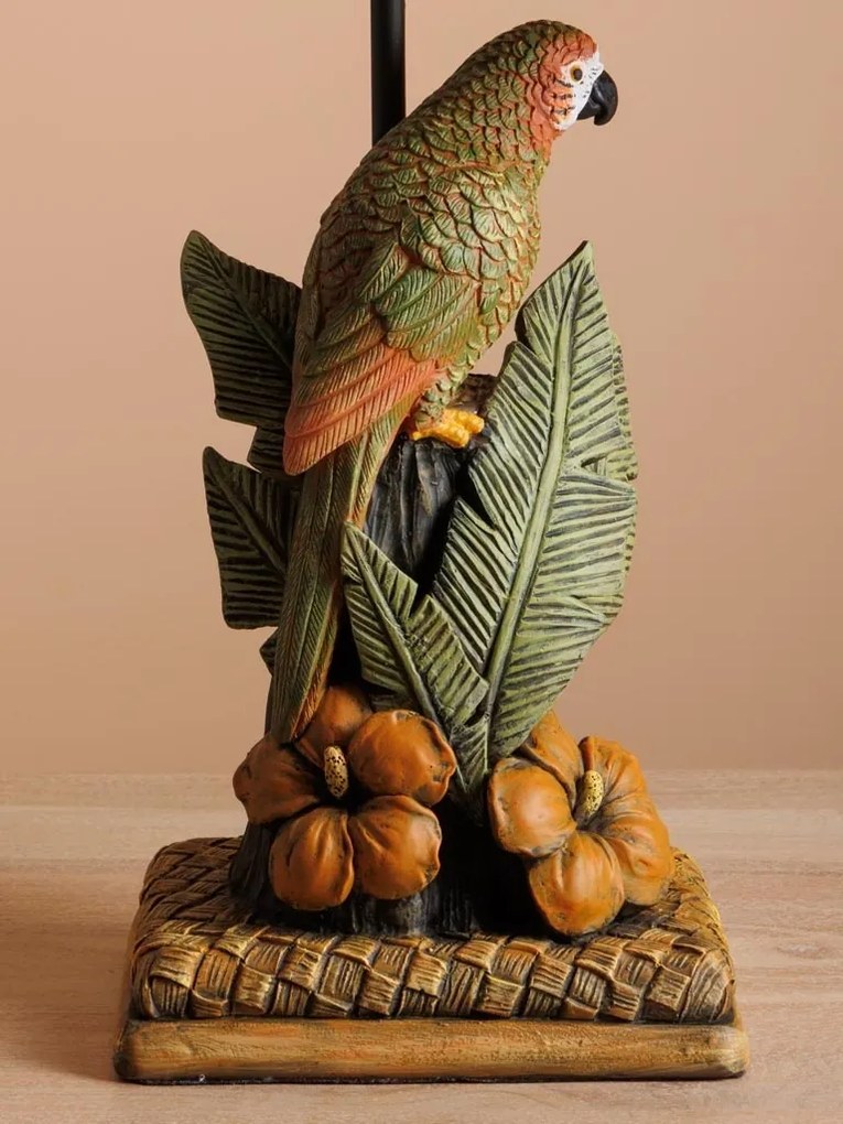 Lampa de masa, din rasina, cu abajur din in, Parrot