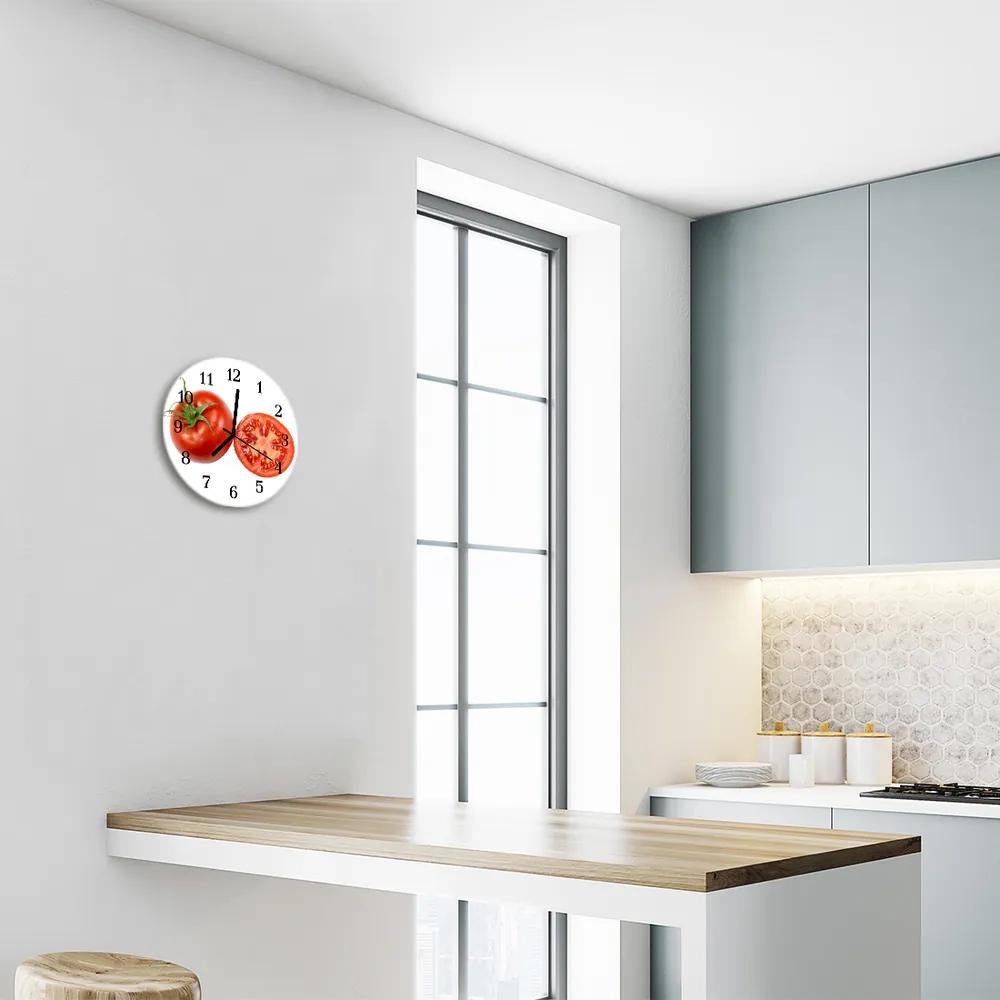 Ceas de perete din sticla rotund Tomate Bucătărie Roșu