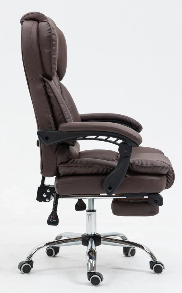 Scaun directorial, cu Masaj și Încălzire, suport picioare, funcție sezlong, piele PU, Maro