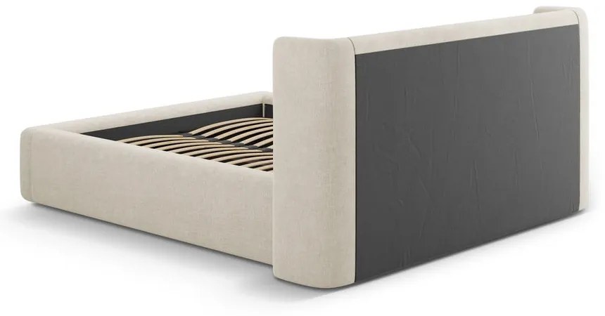 Pat matrimonial crem tapițat cu spațiu de depozitare cu somieră 180x200 cm Jason – Windsor & Co Sofas